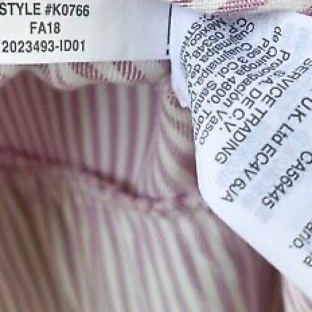 (A53) Madewell Studio Ruffle Hem Lavender Stripe Top Women's, Size Medium - Picture 9 of 11